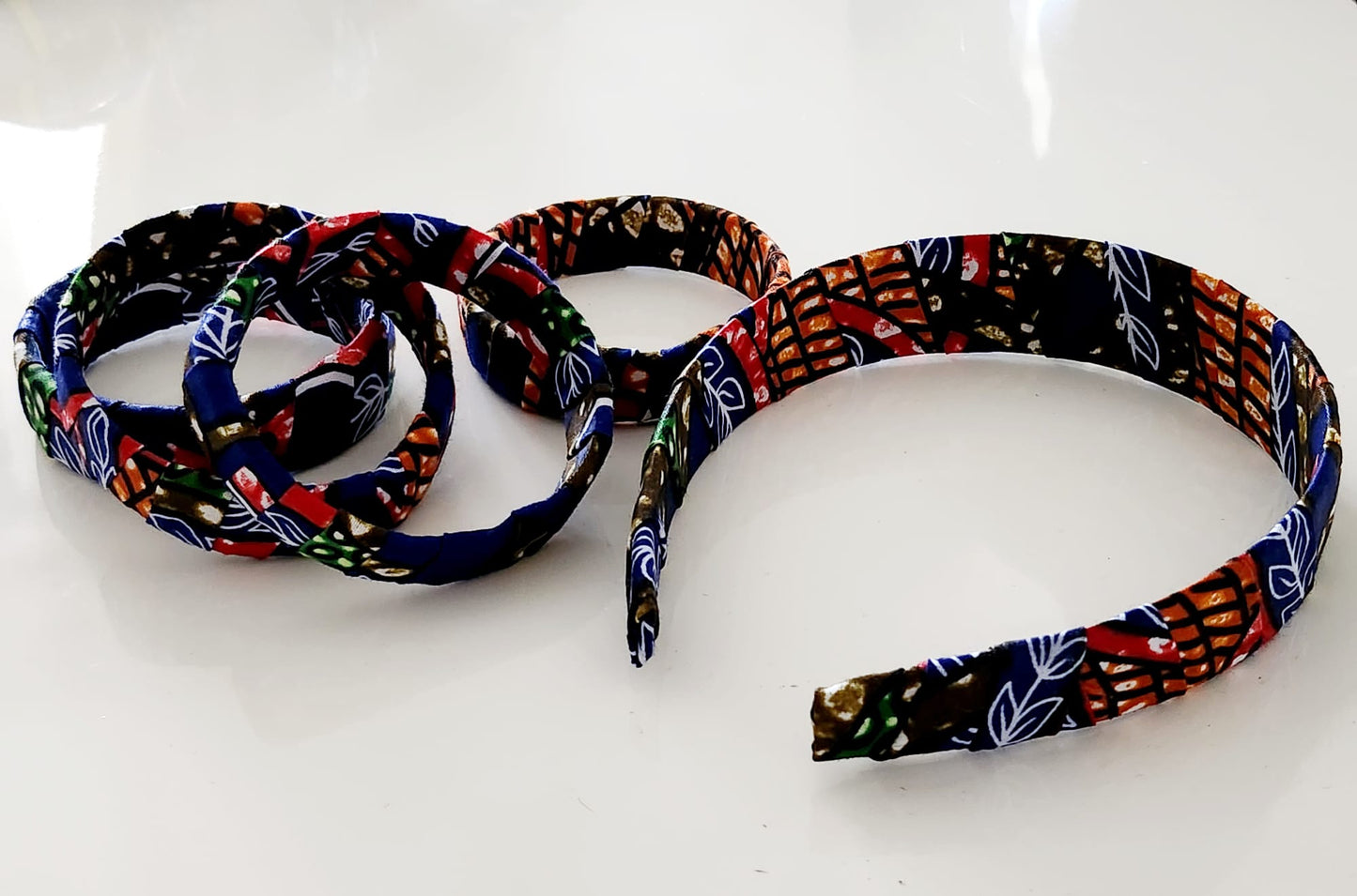 Serre-tête, bracelets en wax "Esther"