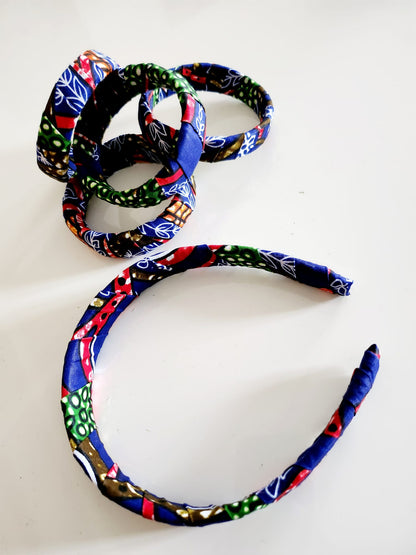Serre-tête, bracelets en wax "Esther"